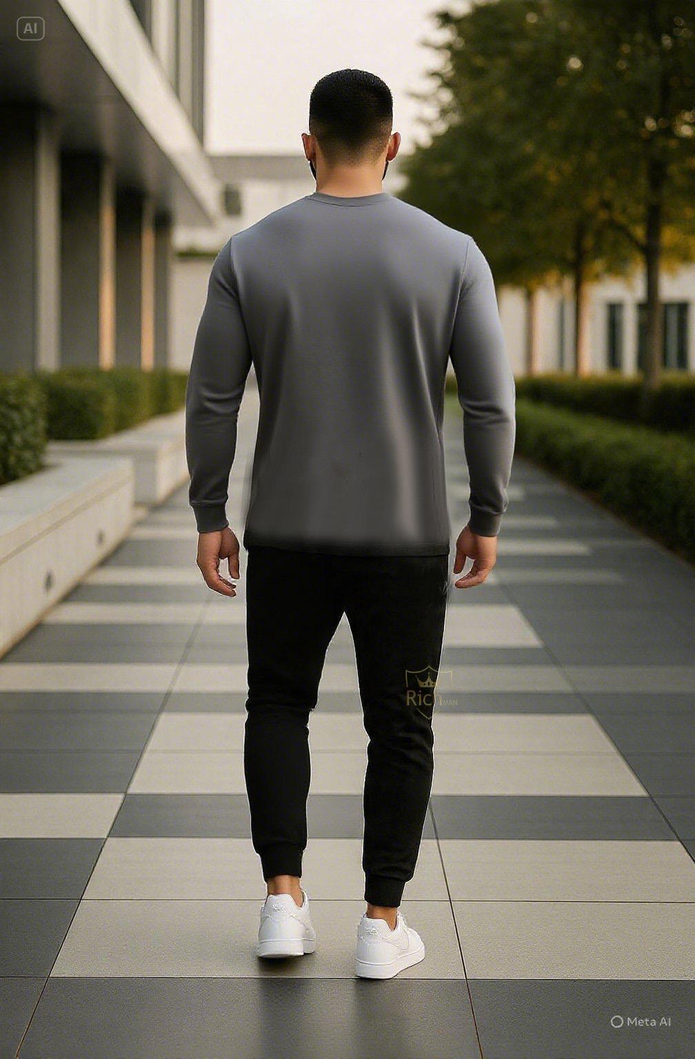 2 Pcs Men's Micro Printed Track Suit