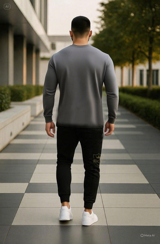 2 Pcs Men's Micro Printed Track Suit