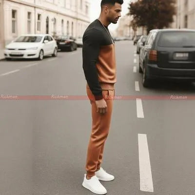 2 Pcs Men's Micro Printed Sweatshirt Track Suit