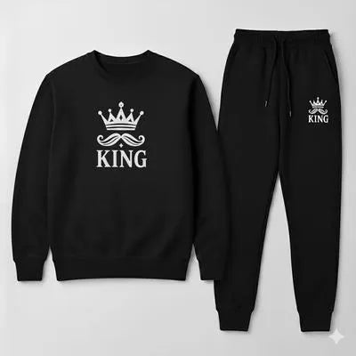 2 Pcs Men's Fleece Printed Sweatshirt Track Suit