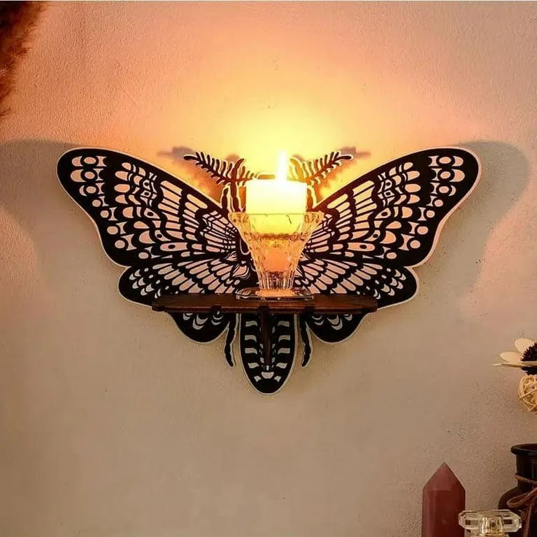 Pack of 3 Butterfly Shaped Wooden Wall Shelf – Decorative Wall Hanging Rack for Living Room & Bedroom