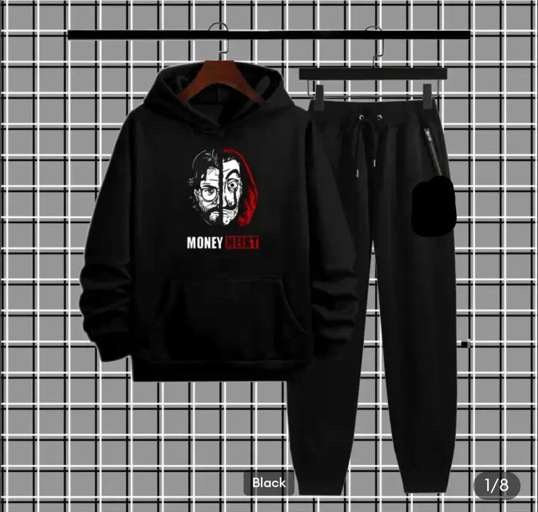 Fleece Printed Hoodie Track Suit