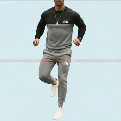 2 Pcs Men's Micro Printed Sweatshirt Track Suit