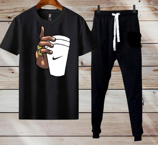 Micro Interlock Printed Track Suit Black Cup