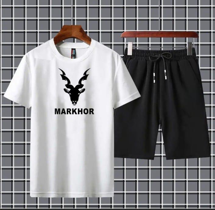 2 Pcs Men's Jersey Printed T-Shirt & Shorts Tracksuit