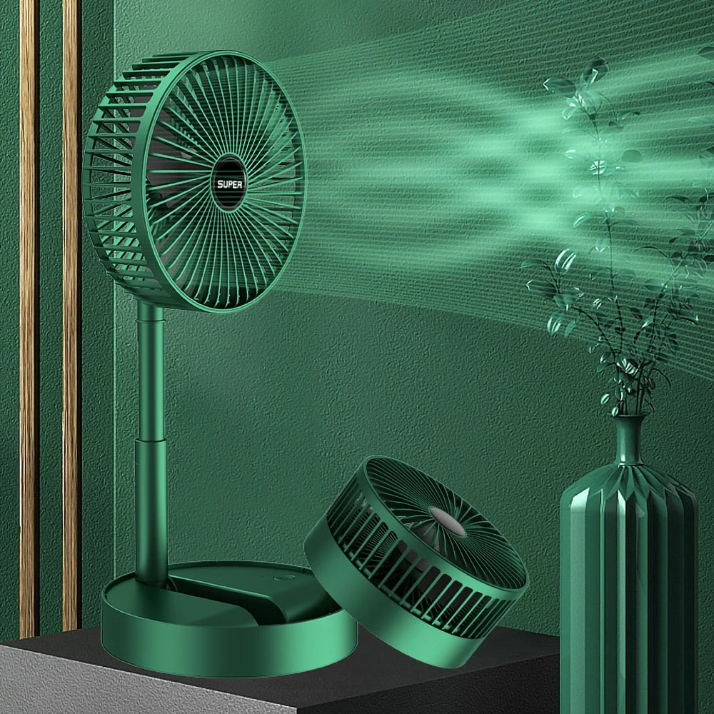 Rechargeable - Portable Telescopic Folding Fan Table Desk Fan | 3 Speeds Adjustable height Fan (Random color)