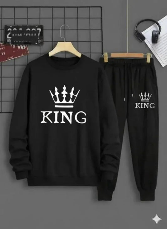 2 Pcs Men's Polyester Printed Sweatshirt Track Sui