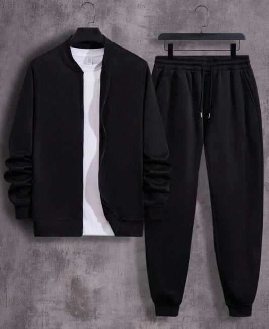 Fleece Plain Zipper Track Suit
