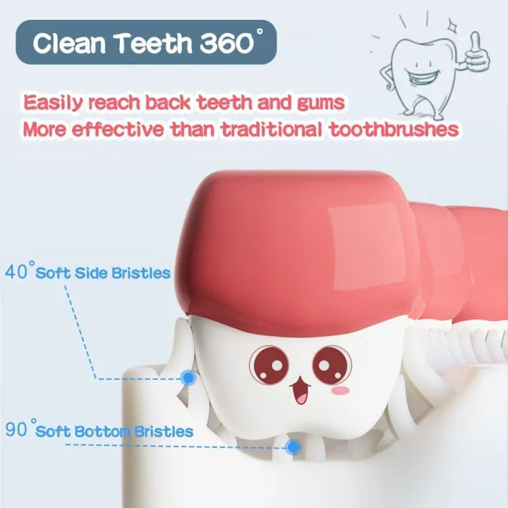 Toddler Toothbrush Kids U Shaped Toothbrush With Food Grade Soft Silicone Brush Head 360 Oral Teeth Cleaning Children U Shape