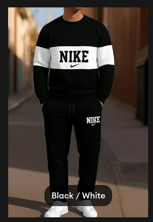 2 Pcs Men's Fleece Printed Sweatshirt Track Suit