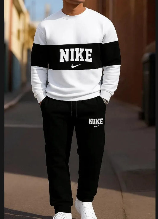 2 Pcs Men's Fleece Printed Sweatshirt Track Suit