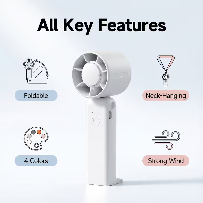 Portable Mini Handheld Fan, Turbo Fan, Rechargeable Hand Fan