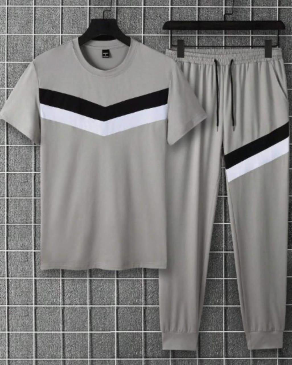 Men's Grey Micro Track Suit - 2 Pcs: Stylish Round Neck Shirt & Trouser