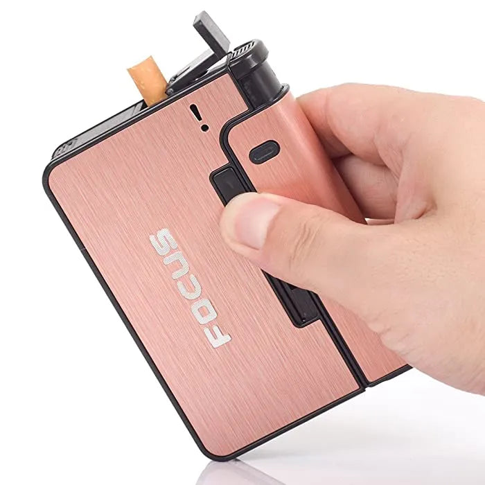 Focus Automatic Lighter Automatic Cigarettes Holder 10 Pcs Cigarette Case Portable Automatic Cigarette Holder Without Lighter Metal Cigarette Boxes Lighter Gadget For Men Multifunction Cigarette Holder