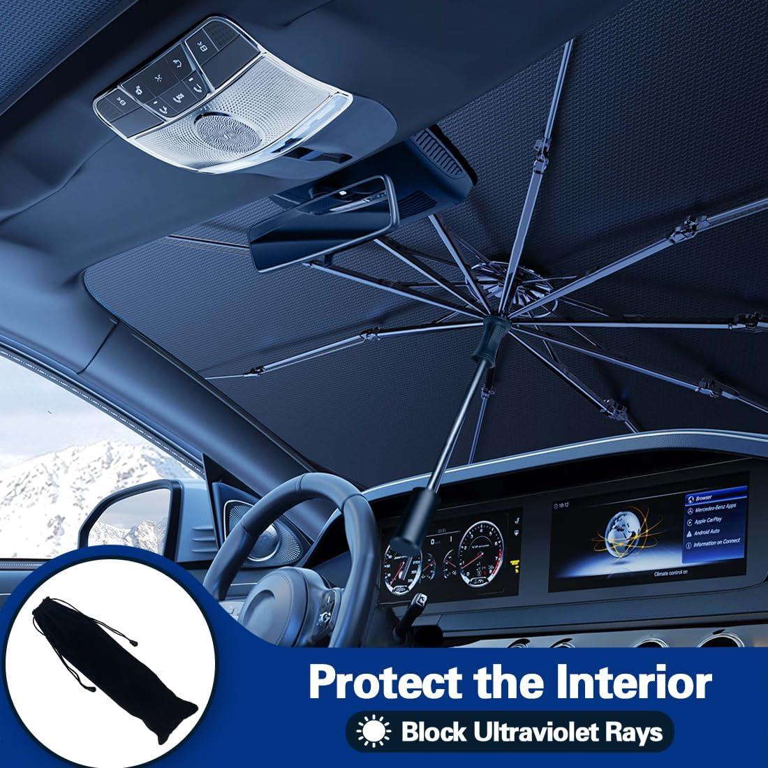 Car Umbrella Sun Shade Cover for Windshield UV Reflecting Foldable Front Car Sunshade Umbrella