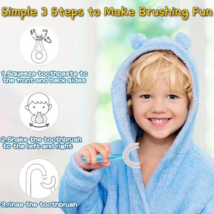 Toddler Toothbrush Kids U Shaped Toothbrush With Food Grade Soft Silicone Brush Head 360 Oral Teeth Cleaning Children U Shape