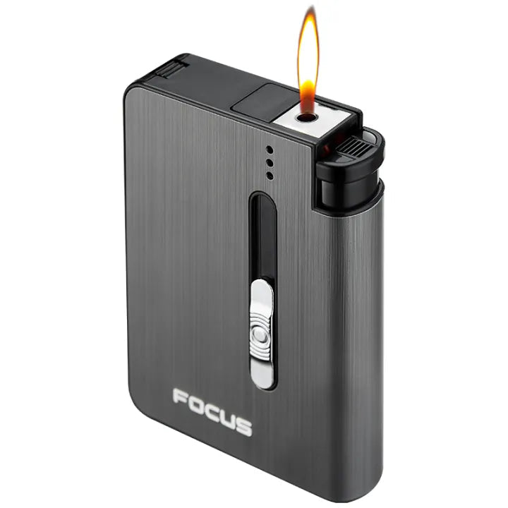 Focus Automatic Lighter Automatic Cigarettes Holder 10 Pcs Cigarette Case Portable Automatic Cigarette Holder Without Lighter Metal Cigarette Boxes Lighter Gadget For Men Multifunction Cigarette Holder