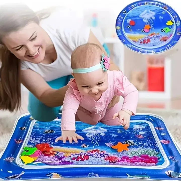 New premium quality Baby Playing Water Mat Dolphin Seal Pattern PVC Inflatable baby water play mat for tummy time, safe and leak-proof inflatable water mat for infants,Round Play Mat Cushion Kids Gift toddlers, early learning, sensory