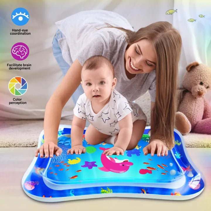 New premium quality Baby Playing Water Mat Dolphin Seal Pattern PVC Inflatable baby water play mat for tummy time, safe and leak-proof inflatable water mat for infants,Round Play Mat Cushion Kids Gift toddlers, early learning, sensory