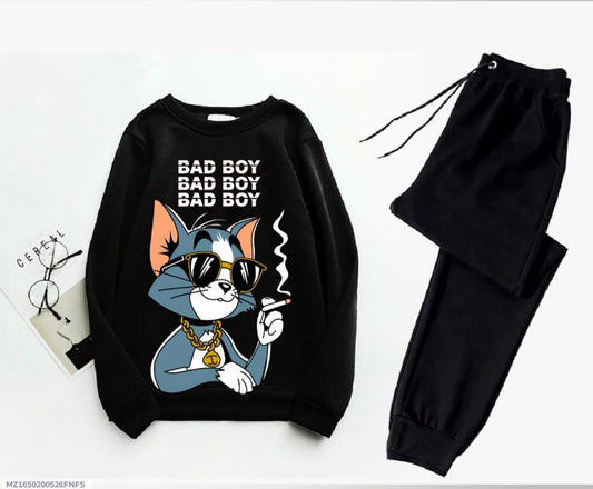2 Pcs Men's Fleece Printed Sweatshirt Track Suit