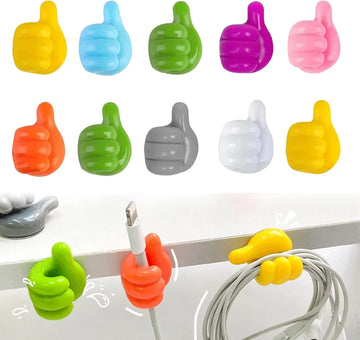 Pack of 10 Cable Holder, Cable Management, Self-Adhesive Thumb Hooks, Multifunctional Wall Hook, Cable Clips, Adhesive Hooks, Wall Hooks, Thumb Hooks, Thumb Wall Hooks for Hanging,Thumbs Up Wall Hook, Silicone Thumbs