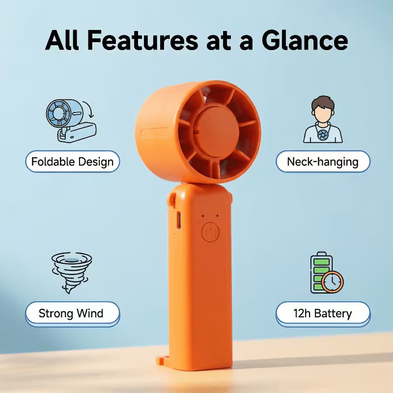 Portable Mini Handheld Fan, Turbo Fan, Rechargeable Hand Fan