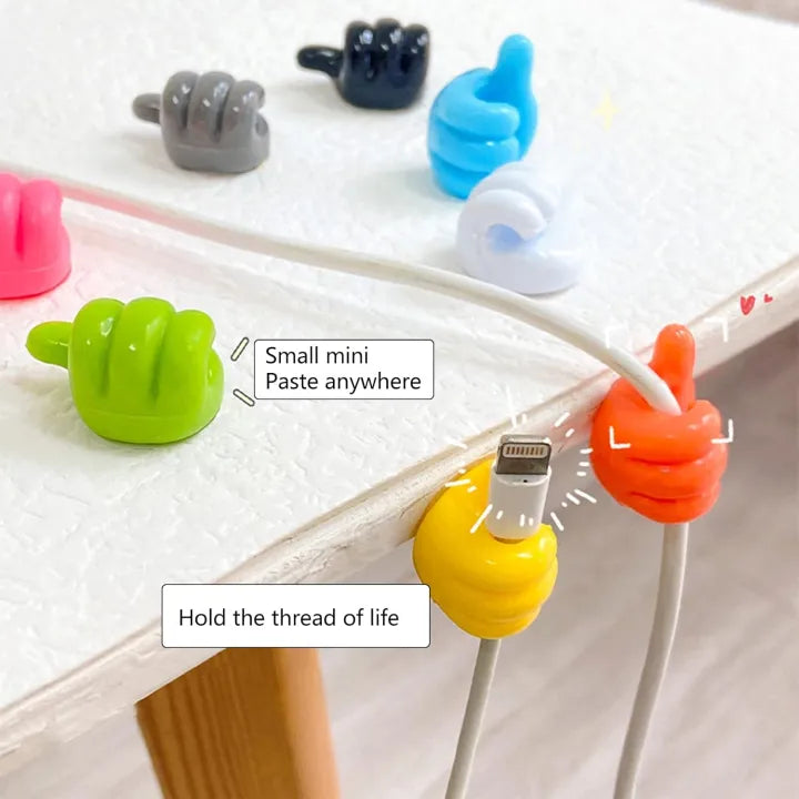 Pack of 10 Cable Holder, Cable Management, Self-Adhesive Thumb Hooks, Multifunctional Wall Hook, Cable Clips, Adhesive Hooks, Wall Hooks, Thumb Hooks, Thumb Wall Hooks for Hanging,Thumbs Up Wall Hook, Silicone Thumbs