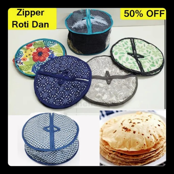 Zipper Roti Cover Cotton Zip Roti Box Basket Zipper Cover