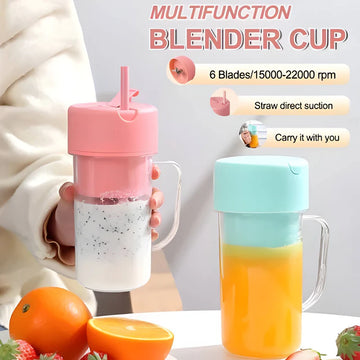 Professional Mini Juicer – Portable Blender & Smoothie Maker with Built-In Straw | Compact Fruit Extractor for Travel & Home Use
